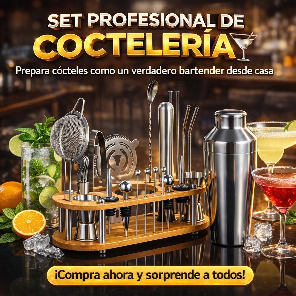 Set de Coctelería Premium de Acero Inoxidable x24 Piezas